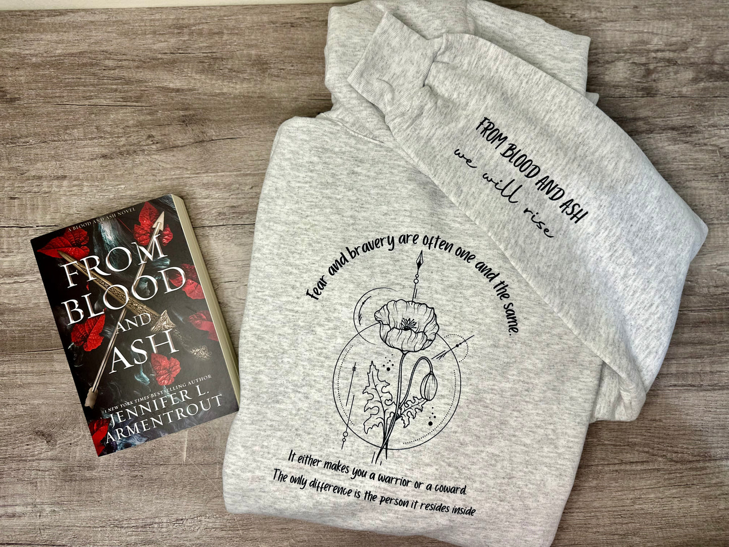 Licensed FBAA 1/4 zip sweatshirt, From blood and ash we will rise, Prince casteel, poppy Balafour, Willa book, FBAA inspired, JLA, maiden