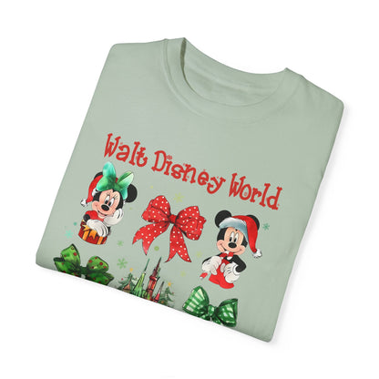 Mickey's very merry Christmas Comfort Colors shirt/ coquette bows and castle/ Disney inspired christmas shirt