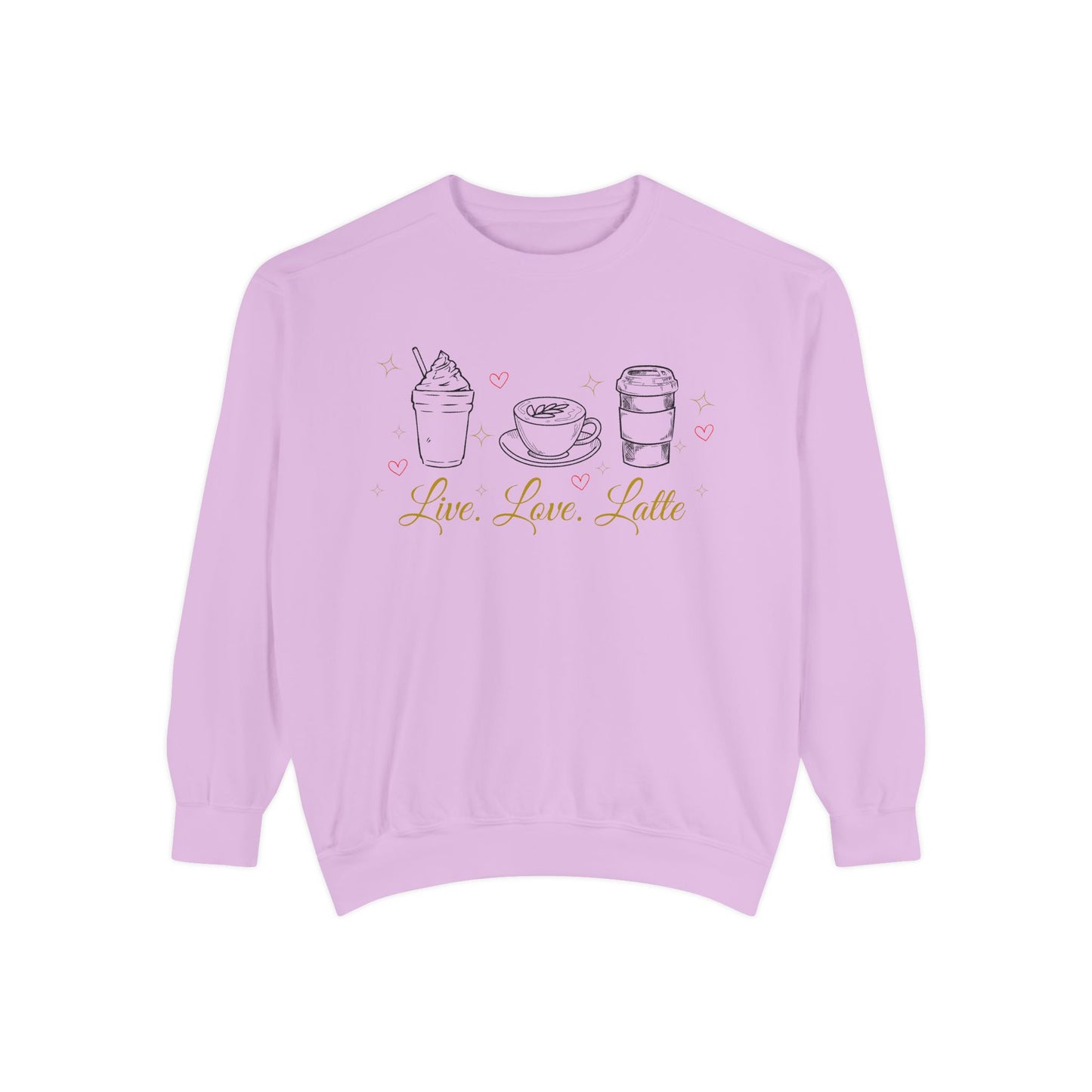 Live Love Latte comfort color sweatshirt/ latte lover shirt/ pun sweatshirt/ coffee lover/ valentines day sweatshirt