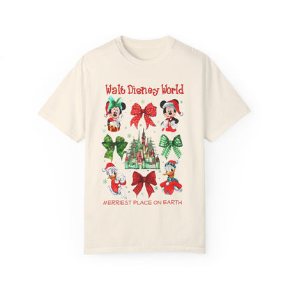 Mickey's very merry Christmas Comfort Colors shirt/ coquette bows and castle/ Disney inspired christmas shirt