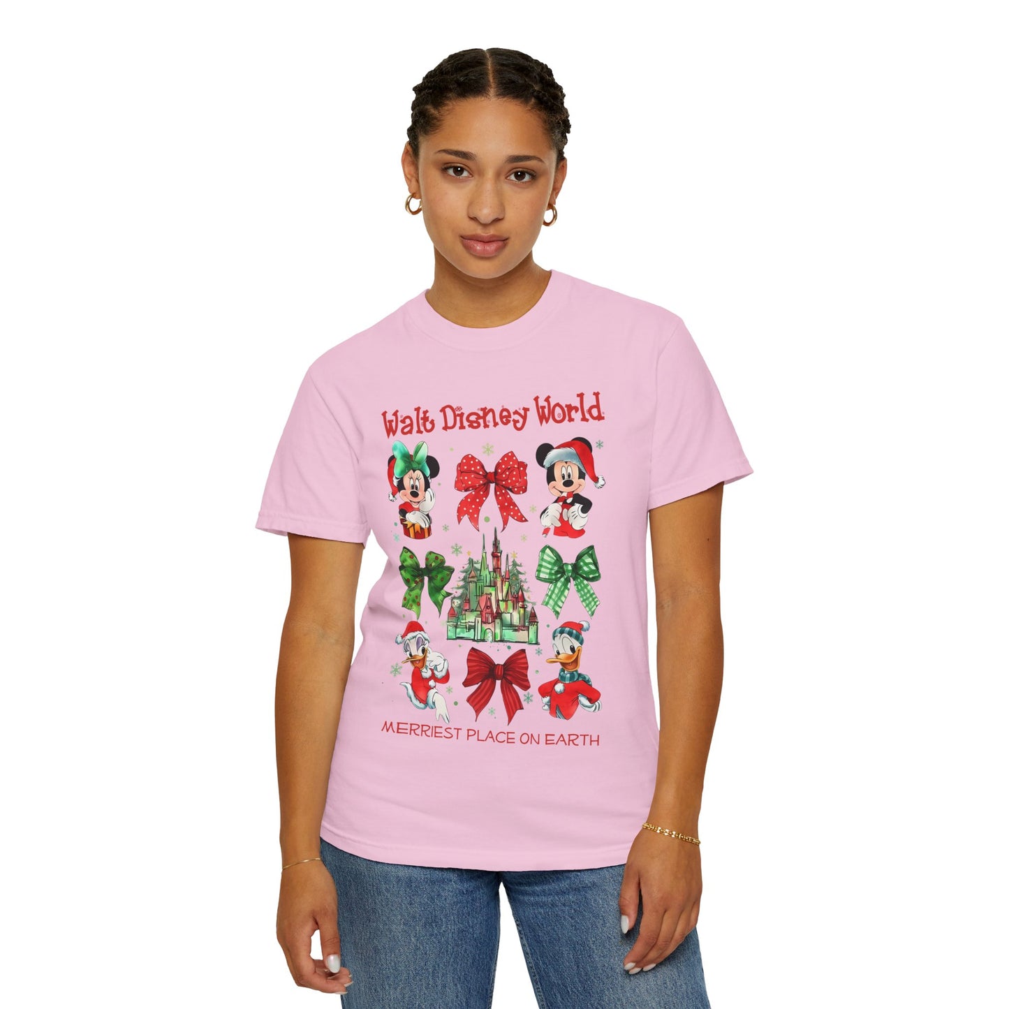 Mickey's very merry Christmas Comfort Colors shirt/ coquette bows and castle/ Disney inspired christmas shirt