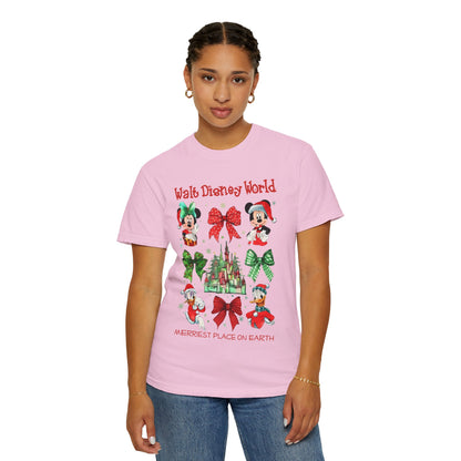 Mickey's very merry Christmas Comfort Colors shirt/ coquette bows and castle/ Disney inspired christmas shirt