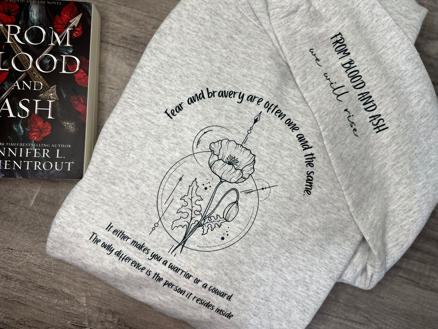 Licensed FBAA 1/4 zip sweatshirt, From blood and ash we will rise, Prince casteel, poppy Balafour, Willa book, FBAA inspired, JLA, maiden