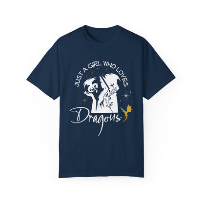 Just a girl who loves dragon comfort colors shirt