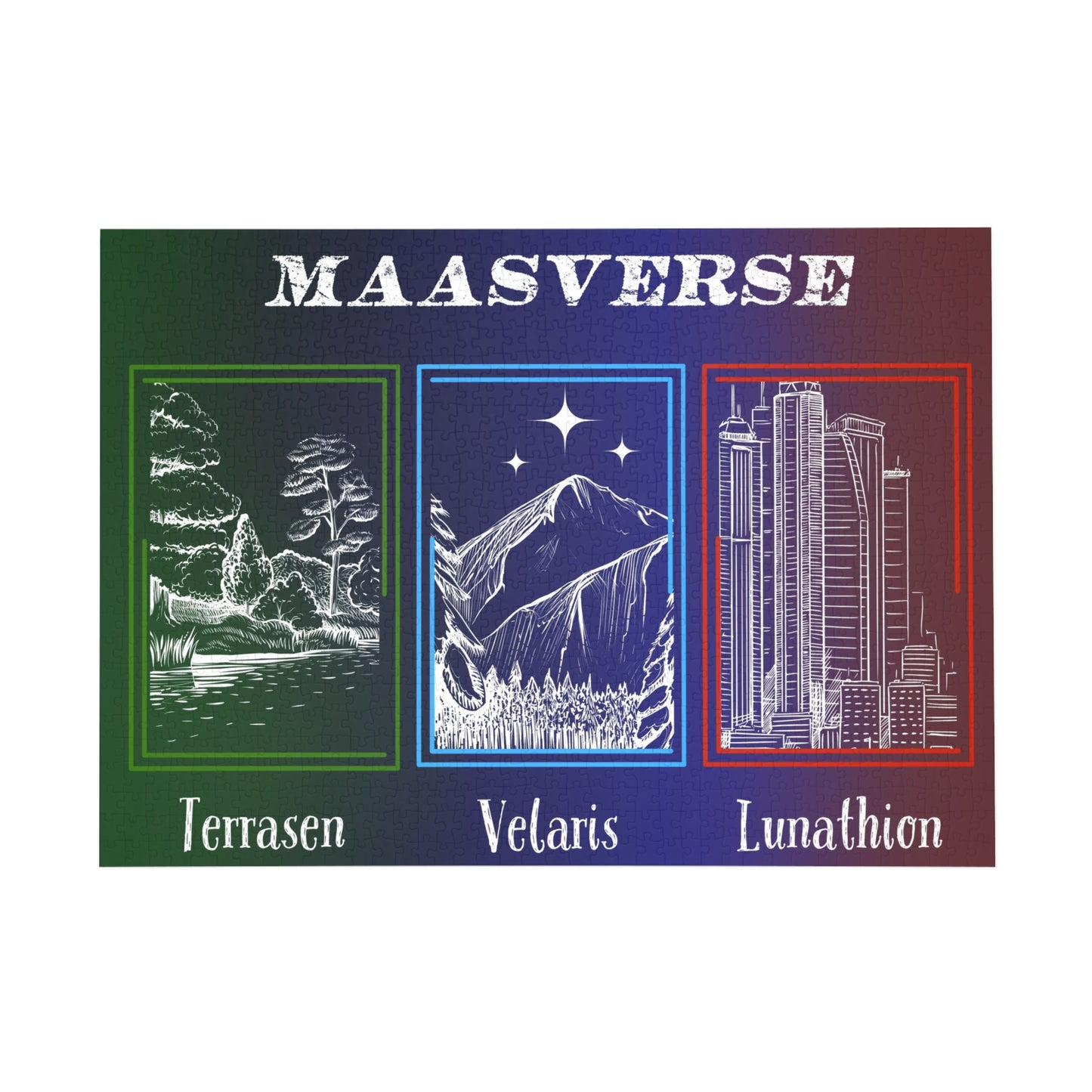 Licensed Maasverse 1000 piece puzzle/ light it up/ to the stars/ to whatever end/ terrasen/ velaris/ lunathion