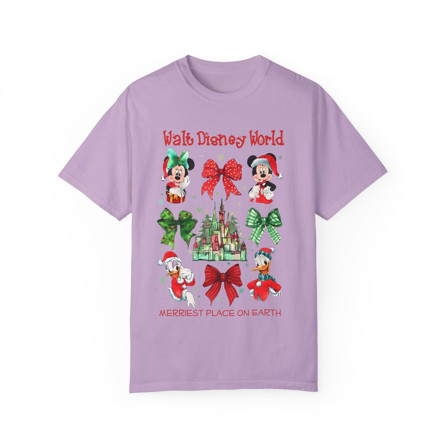 Mickey's very merry Christmas Comfort Colors shirt/ coquette bows and castle/ Disney inspired christmas shirt