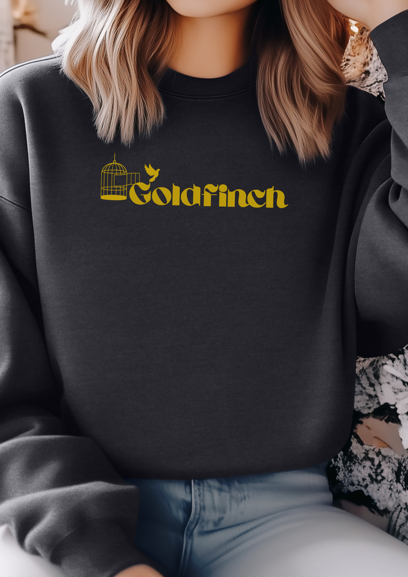 Goldfinch Embroidered Sweatshirt/ Auren/ commander rip/ raven kennedy/ gold plated prisoner inspired