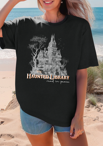 Haunted Library spooky season comfort colors shirt / read in peace shirt / spooky season/ halloween shirt