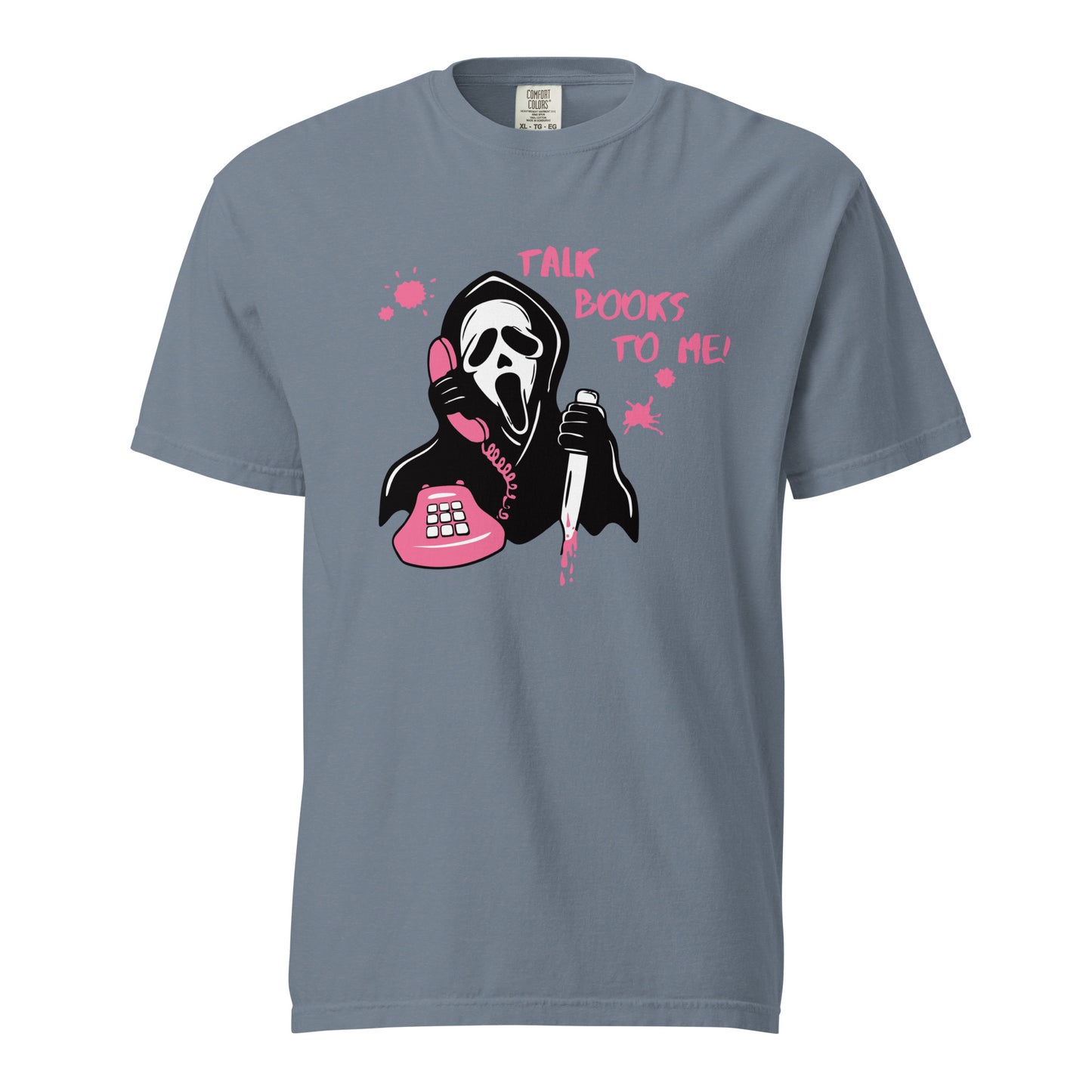 Talk books to me comfort colors shirts/ scream movie inspires shirt/ ghostface shirt/ halloween shirt/ book lover shirt