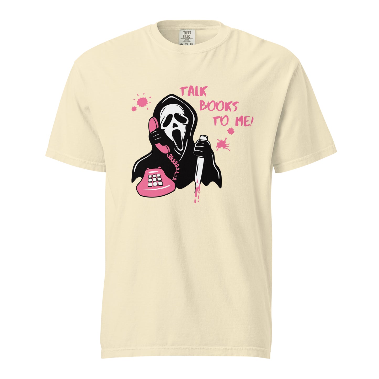 Talk books to me comfort colors shirts/ scream movie inspires shirt/ ghostface shirt/ halloween shirt/ book lover shirt